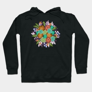 Orange and teal Floral bouquet Hoodie